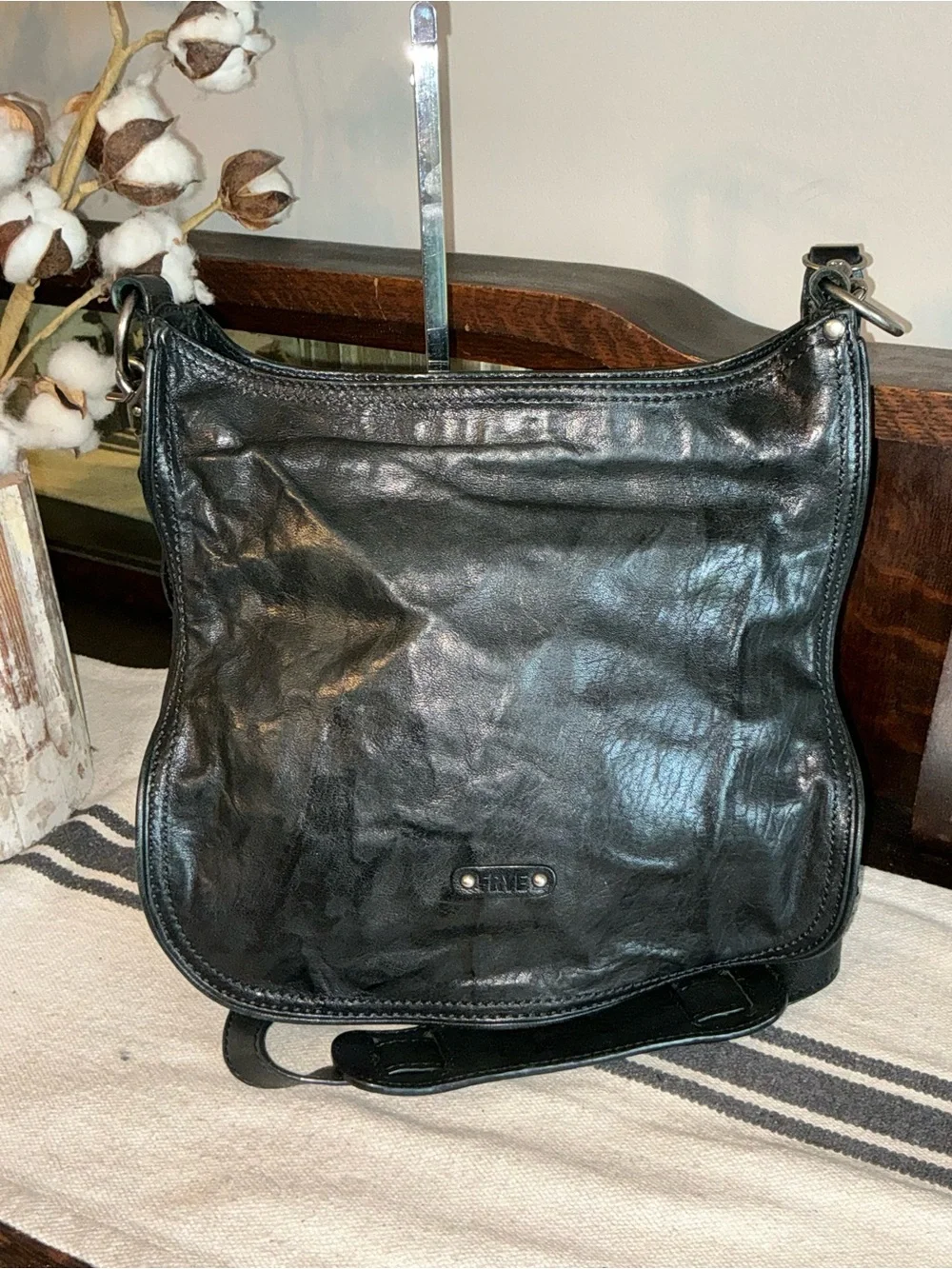 Frye Cameron Leather Crossbody Bag Black Includes Hangtag Retail $438